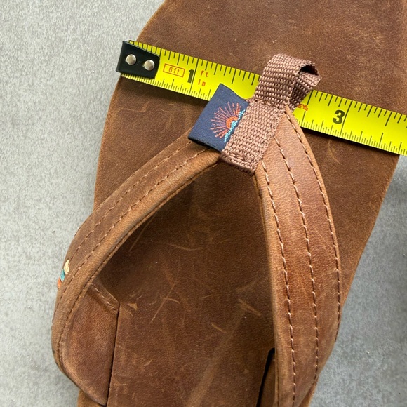 Faherty Reef Brown Leather Flip Flops sz8 - Picture 8 of 12